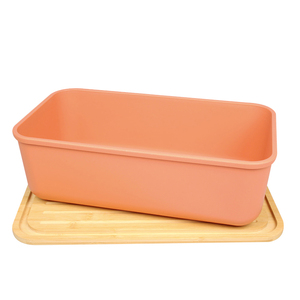 Kitchen Food Large Capacity PP Oval Loaf Storage Box Plastic Bread Box With Bamboo Lid