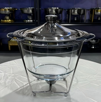 Chauffe-Plat Buffet Portable de Luxe 2.0L à Alcool Solide, en Acier Inoxydable, pour Stockage, Design Doré