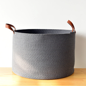 Foldable Nordic cotton rope <b>basket</b>, cotton rope woven storage <b>basket</b>, home sundries storage <b>basket</b> manufacturer, extra <b>large</b> - Product Image 3