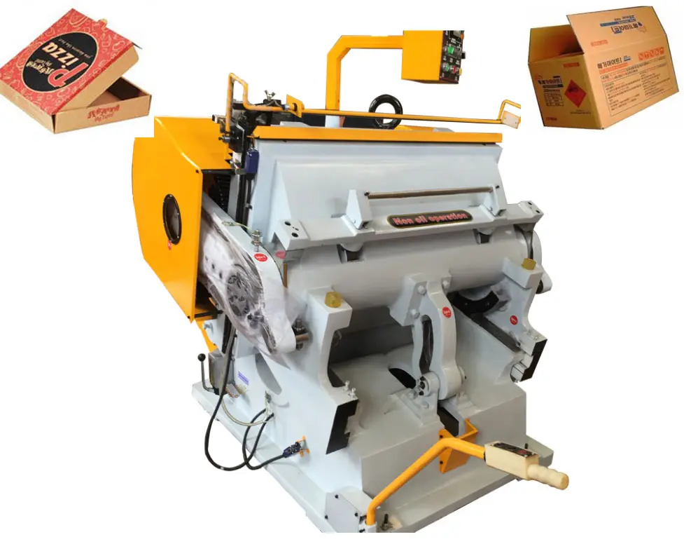 Pizza Cake Box Handleiding Papier Flatbed Stansen Rillen Machine Voor Karton