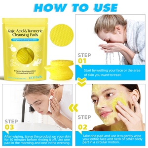Almohadillas Limpiadoras Faciales de Ácido Kójico y Cúrcuma, 60 Unidades, Venta al por Mayor de Fábrica, Aptas para Todo Tipo de Piel - Product Image 4