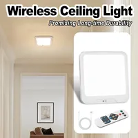 Lampe de plafond LED à capteur de mouvement avec lustre moderne sans fil Éclairage intérieur Dimmable Forme carrée Télécommande pour