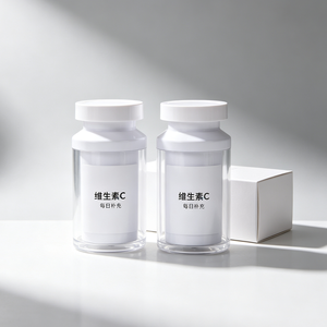 Flacon de luxe sans air 100 ml en PS acrylique double couche de qualité médicale pour capsules et comprimés, avec bouchon - Product Image 2