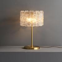 Lampe de table et lampadaire de luxe en laiton, design moderne et minimaliste, pour chevet, bureau, lecture, avec suspension en verre et cristal, modèle Gold Glow