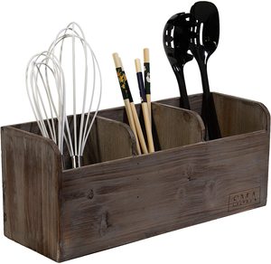 Organizzatore <span class=keywords><strong>tavolo</strong></span> <span class=keywords><strong>in</strong></span> <span class=keywords><strong>legno</strong></span> porta utensili <span class=keywords><strong>da</strong></span> cucina con 3 scomparti per posate - Product Image 3