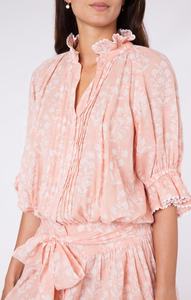 Merry Pretty — robe courte en coton, couleur rose, imprimé Floral, avec col droit, tunique chic Rac Edge et nœud frontal, pour l'été - Product Image 4