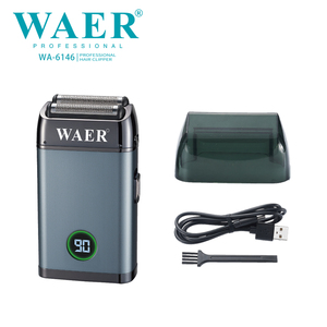 WAER WA-6146 Rasoir Électrique Portable à Double Lame, Tondeuse à <span class=keywords><strong>Barbe</strong></span> Sans Fil Rechargeable USB, Acier Inoxydable, Lame Oscillante pour Camping-Car - Product Image 2