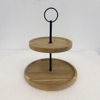 Présentoir à gâteaux double couche en bois pour pâtisserie, restaurant, café – Idéal pour servir et exposer des desserts