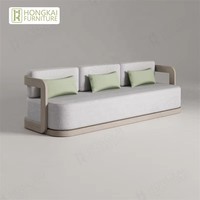 Ensemble de salon extérieur moderne en teck avec chaise longue, canapé et table basse, coussins imperméables, couleur personnalisable pour salon, patio, hôtels