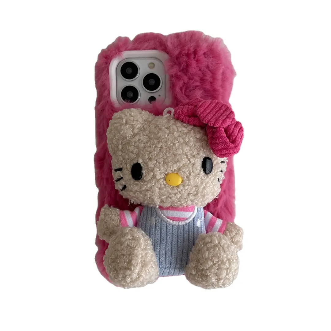 Casing ponsel tekstur mewah gaya Instagram, casing ponsel tekstur mewah Pink Hello kitty tahan jatuh dan menyerap guncangan untuk iPhone 12 13 14 15 Pro Max