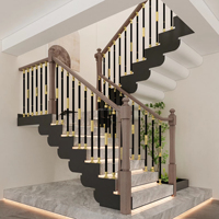 Escalier de garde-corps en verre transparent de style moderne Escaliers de grenier empilés en bois massif Duplex Villa Escaliers flottants droits Utilisation intérieure DIY