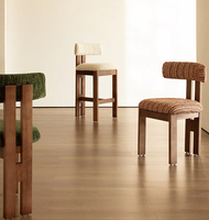 Tabouret de bar en bois massif de style français, chaise haute de salle à manger, chaise de comptoir de style mi-siècle pour la maison
