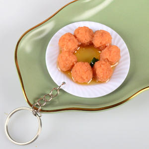 พวงกุญแจจานเรซิ่นขนาด 5.5 ซม. รูปอาหารจีน หมูตุ๋น ของเล่นอาหารพีวีซี ของเล่นอาหารเหมือนจริง - Product Image 6