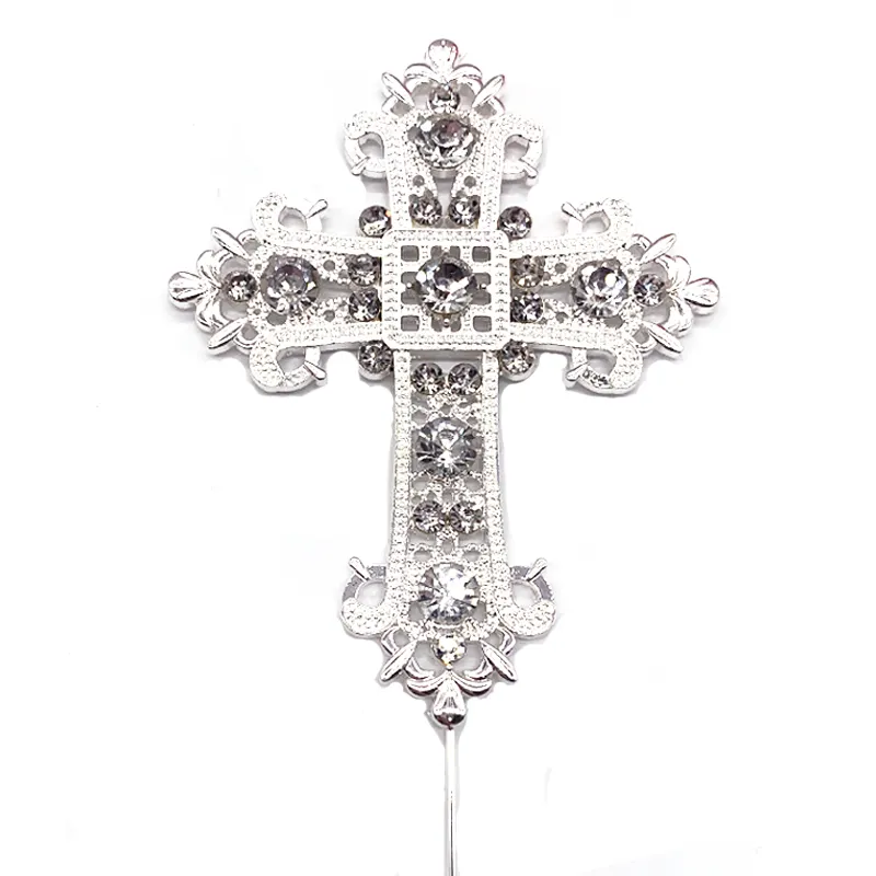 Idéias novas do produto 2023 strass Cross Cake Topper