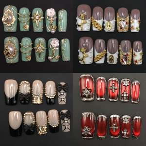 <span class=keywords><strong>Uñas</strong></span> acrílicas cuadradas medianas tipo ataúd, bonitas, a presión, 10 unidades, puntas francesas, <span class=keywords><strong>uñas</strong></span> artificiales al por mayor - Product Image 3