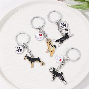 Porte-clés mignon de dessin animé, chien <span class=keywords><strong>teckel</strong></span>, décoration de pied en forme de cœur en métal - Product Image 2