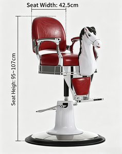 Poltrona da Barbiere per Bambini con Seduta in Pelle - Sedia Elevabile Commerciale per Salone di Bellezza e Taglio Capelli - Product Image 3