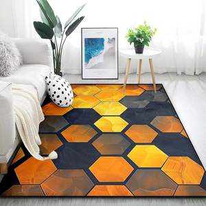 Tapis géométrique rectangulaire Wan Xinlong, moderne, antidérapant, pour salon et chambre, en velours cristal, motif imprimé - Product Image 1