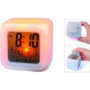 Wholesale Creative square <b>Clock</b> <b>LED</b> Silent Luminous Colorful Changing Alarm <b>Clock</b> - Product Image 4