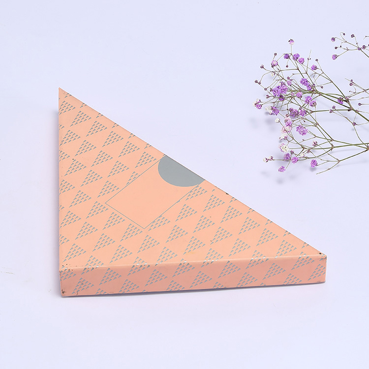Custom makeup tools cosmetic packaging small chocolate triangle shape gift box with insert