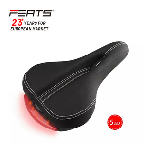 Sillín de <span class=keywords><strong>bicicleta</strong></span> de cuero PU de alta densidad Ferts con 5 LED, <span class=keywords><strong>luz</strong></span> de 4 Funciones, suave y absorción de impactos para montar en MTB - Product Image 1
