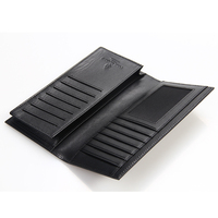 Grosir dompet kulit asli dompet panjang pria pemegang kartu kredit dompet kulit hitam logo kustom