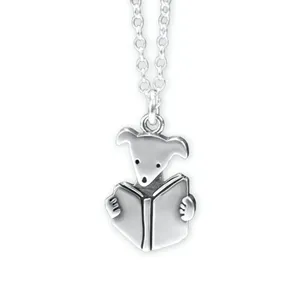 Mignon <span class=keywords><strong>livre</strong></span> <span class=keywords><strong>chien</strong></span> collier lecture chiot collier réglable couleur argent enfants collier pour un usage quotidien - Product Image 1