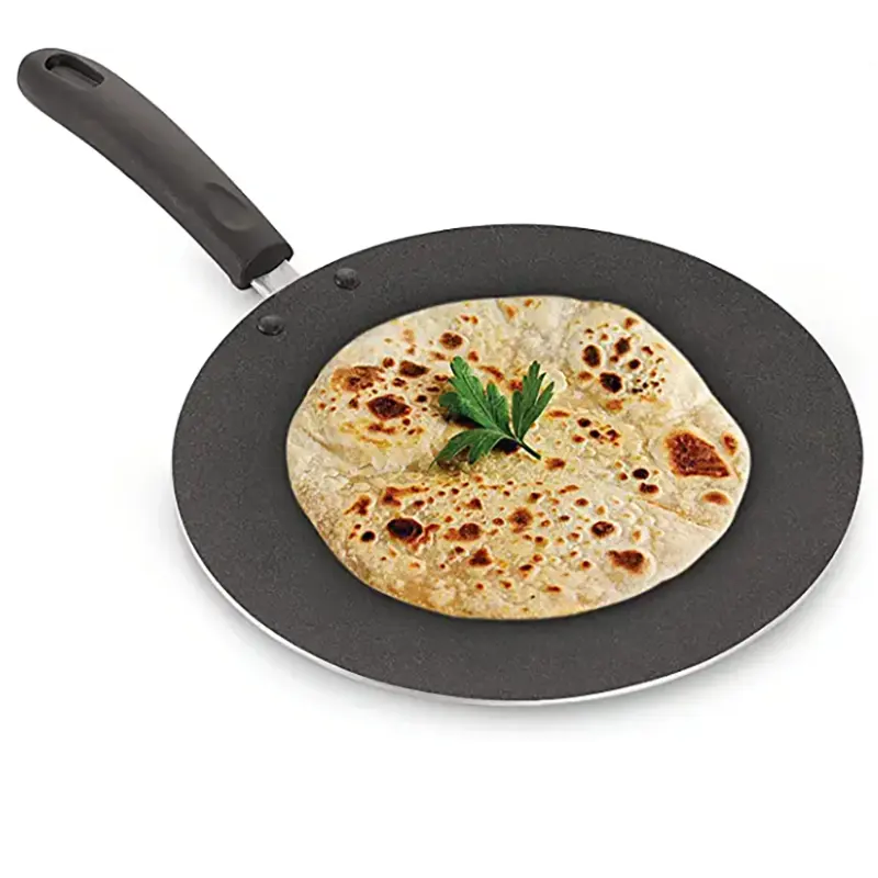 black 28cm aluminum nonstick coating pancake pan non stick chapati pan flat tawa pan