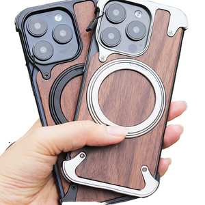 <span class=keywords><strong>Meilleur</strong></span> support magnétique sans cadre en métal bois de pêche 2-en-1 <span class=keywords><strong>coque</strong></span> de téléphone portable quatre coins anti-collision airbags étui de protection pour - Product Image 3