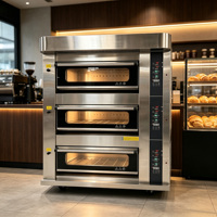 Four à boulangerie commercial de luxe à gaz, 3 étages, 6 plateaux, en acier inoxydable, commande numérique, haute efficacité, garantie 1 an, pour pain et gâteaux