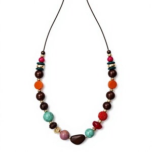 Bohemian Beaded Necklace With Multicolor Natural Stone Round Beads Unisex Jewelry - Product Image 1