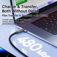 Câble de charge super rapide 4-en-1 tressé bleu foncé 1,5 m 240 W avec affichage numérique multi-ports pour transfert de données iPhone Android Type-C