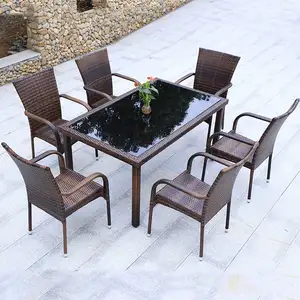 Modern Durable Leisure Outdoor Dining Furniture Set Garden Patio Frame Rattan Chairs Outdoor Dining Sets