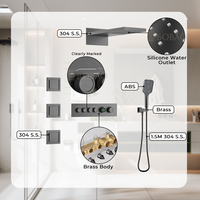 Système de douche mural moderne en laiton avec robinet thermostatique encastré