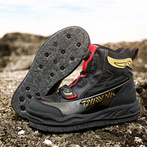 Fishing Shoes Men Waterproof Non Slip Mid Top Breathable Rock Climbing Sea Fishing With Rotating Buckle Black - Product Image 1