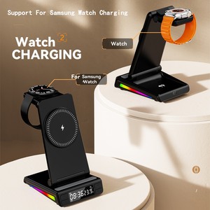 Accesorios de Viaje de Lujo con Luz RGB Plegable, Reloj, Pantalla de Temperatura, <span class=keywords><strong>Cargador</strong></span> Inalámbrico <span class=keywords><strong>5</strong></span> en 1 para iPhone 16 15 para <span class=keywords><strong>Samsung</strong></span> - Product Image 5