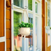 Gantungan tanaman kreatif keranjang liontin ayunan wajah Pot tanaman sukulen Pot bunga balkon dinding Pot gantung dekorasi Pot
