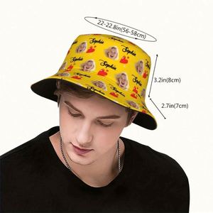 Bob personnalisé avec photo pour homme – Idéal pour l'été, la plage, les festivals, Halloween – Motif à carreaux et dessin animé pour usage quotidien - Product Image 1