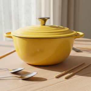 Casserole en <span class=keywords><strong>fonte</strong></span> émaillée antiadhésive de 3,8 kg <span class=keywords><strong>pour</strong></span> la cuisson et le mijotage – Indispensable <span class=keywords><strong>pour</strong></span> toutes les plaques de cuisson - Product Image 1