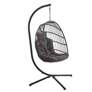 Chaise suspendue en métal pour balcon extérieur, chaise longue portable, hamac, balançoire de patio avec support et coussin - Product Image 4