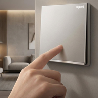 Pour la série Yi Jing, prise murale Shen Sha gris argenté 220V IP20, haute résistance au feu, interrupteur simple, multi-prises, usage hôtelier, authentique