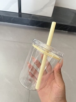 Gobelet à paille Tritan monocouche sans BPA de 12 oz, couleur macaron, couvercle transparent avec paille, gobelets en plastique