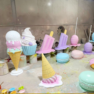 Trung tâm mua sắm lớn <span class=keywords><strong>Ice</strong></span> <span class=keywords><strong>Cream</strong></span> Cone nhựa/sợi thủy tinh điêu khắc trang trí thực phẩm tác phẩm điêu khắc - Product Image 3