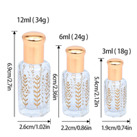 Flacons cylindriques en verre doré de 3 ml, 6 ml, 12 ml, transparents, sérigraphiés, pour échantillons d'huiles essentielles et de parfums, en gros