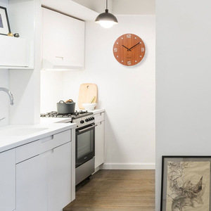 Bán Buôn Mộc Mạc Rắn Gỗ Mặt Duy Nhất Đồng Hồ Treo Tường Sáng Tạo Đơn Giản Thiết Kế Hiện Đại Cho Phòng Khách Nhà Cá Nhân Im Lặng Đồng Hồ - Product Image 5