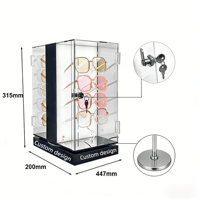 Étui de présentation pour lunettes en acrylique verrouillable |   Vitrine rotative pour lunettes de soleil avec éclairage LED pour magasin de détail
