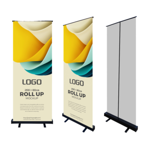 Expositor enrollable personalizable Black Diamond con base de 80 cm, marco de aluminio ajustable, montaje sin herramientas, impresión digital CMYK - Product Image 1