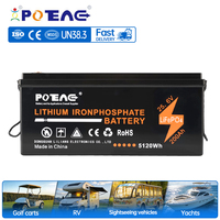 Batterie de remplacement au lithium LiFePO4 étanche IP67 25,6 V 200 Ah 6000 cycles avec BMS intégré pour voiturette de golf