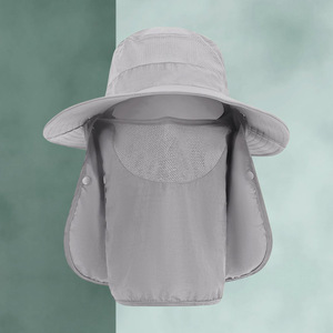 Outdoor Sun Protection Bucket Hat Wide Brim Breathable Detachable <b>Neck</b> Cover Adult Fishing Hat - Product Image 3