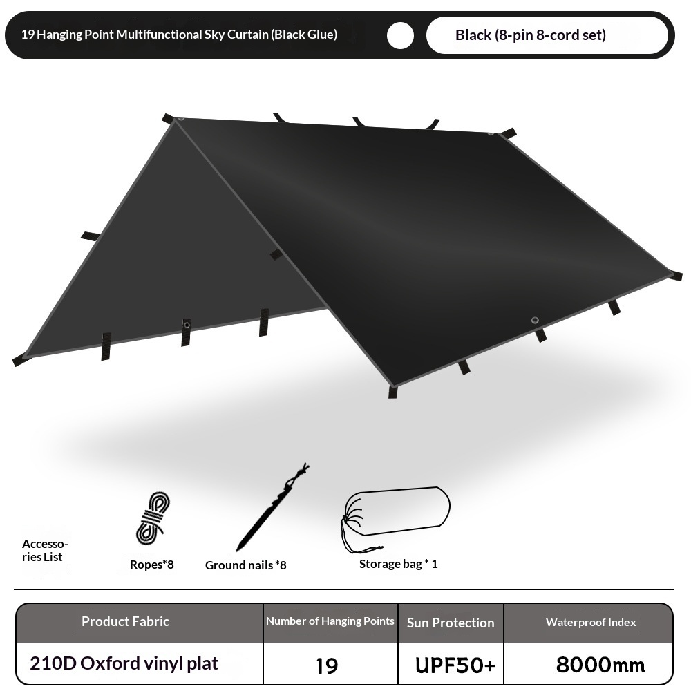 [Version Vinyle] Tissu Oxford 210D Noir, 8 Goujons, 8 Cordes